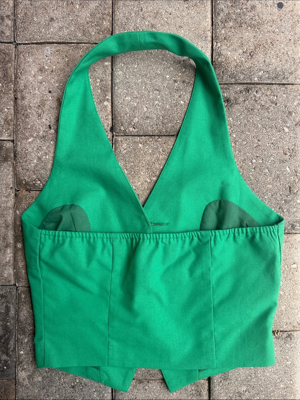 Commense Emerald Green Halter Vest with Gold Buttons - Picture 5 of 5